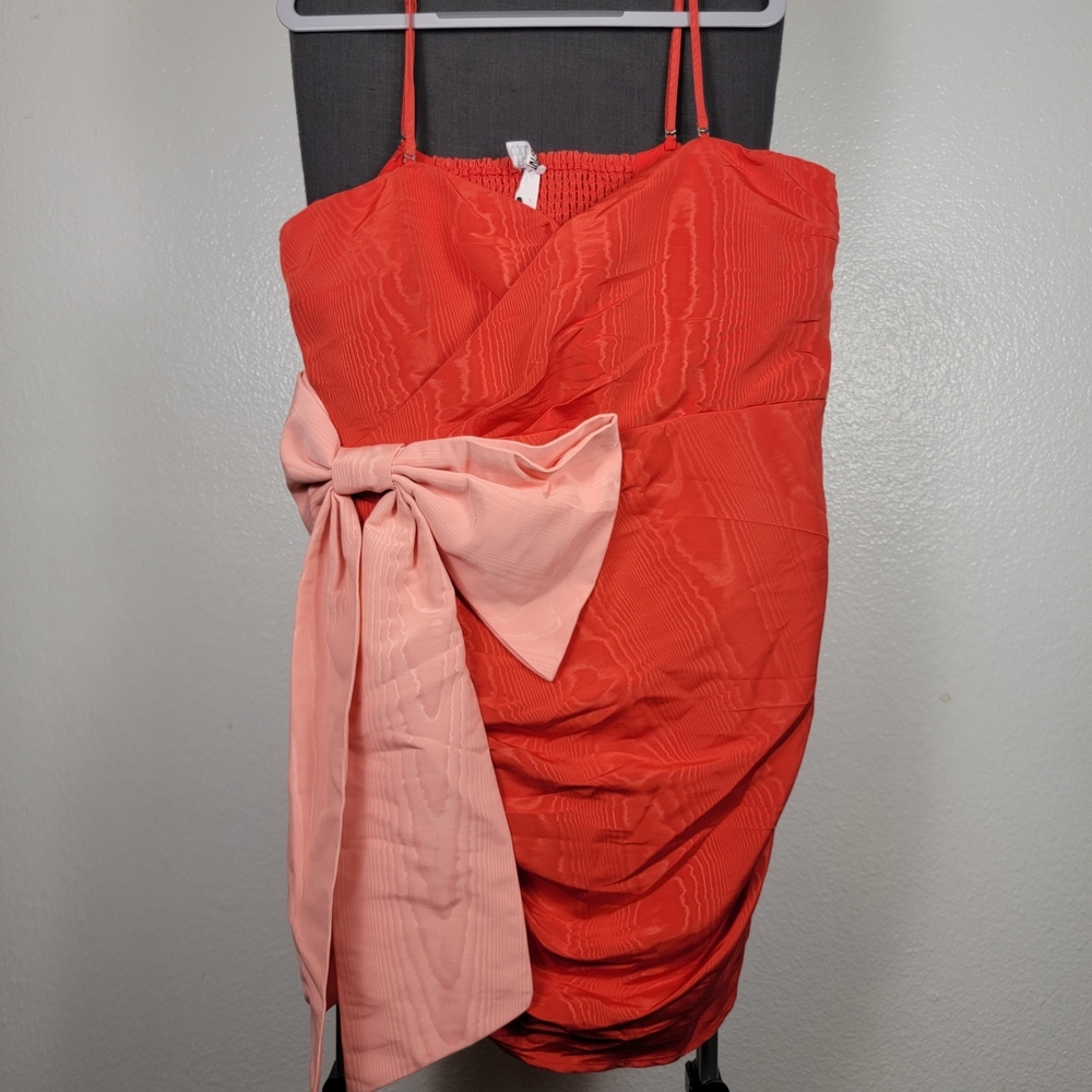 Future Collective Women's Holiday Sweetheart Bow Mini Dress‎ Red Size XL